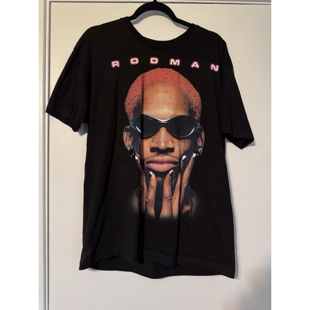 Dennis Rodman Tshirt Black Unisex Large 100% Cotton Throwback Nostalgia
